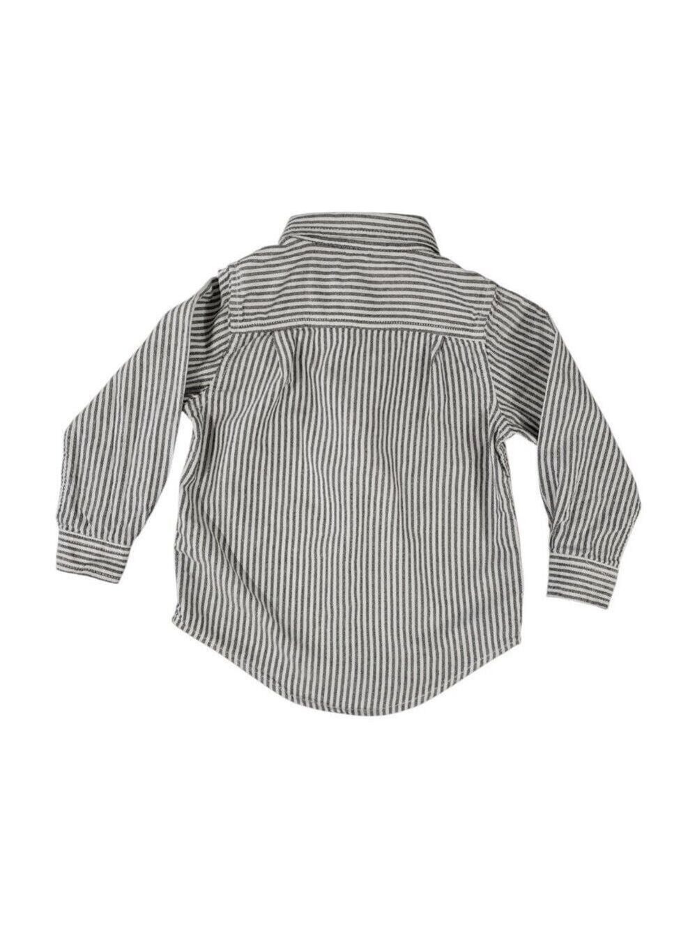 Boys The Children's Place Button Down Shirt 3T White Gray Striped - Picture 4 of 8